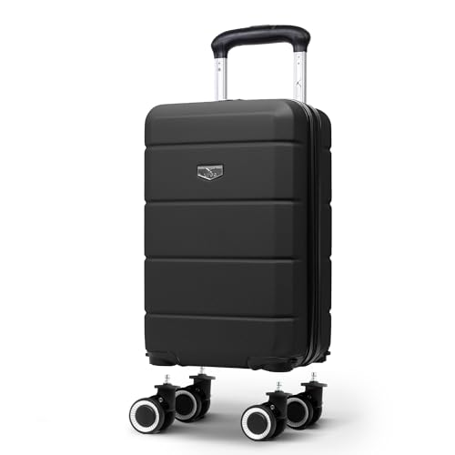 LUGG - Jetset 40cm Suitcase - 40x30x20cm- Ryanair Compatible - Underseat Size - Hard Shell ABS - Spinner & Removable Wheels - Lightweight Travel Luggage- Black