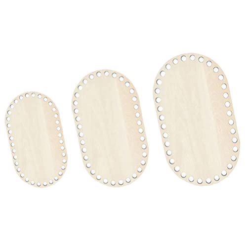 ULTNICE 3pcs Natural Wooden Basket Bottom Oval Shape Blank Crochet Knitting Basket Wood Base Shaper for DIY Basket Craft Weaving Making Supplies
