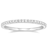 Poids: 1.9 GR Grewod Bague Argent 925 Femme, Bague Demi-Alliance Fine avec Zirconium Rond Blanc Anneau Alliance Taille 53