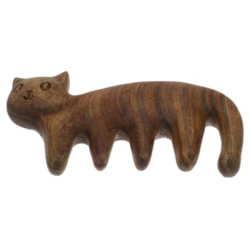 FRCOLOR Cat Shaped Sandalwood Massage Comb Manual Scalp Massager for Relaxation Unique Design for Acupoint Care for Relief and Pampering for Cats and Pets