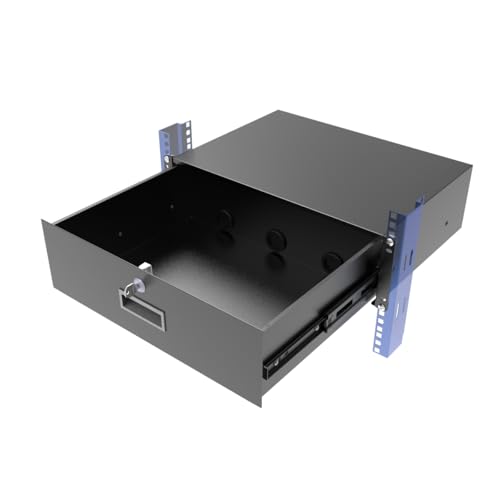 QiaoYoubang 3U Server Cabinet Case 19 Inch Rack Mount Lockable Drawer with Key 12.6 Inch Depth (3U)