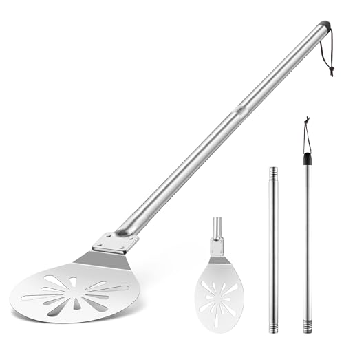 Herogo Pizzaschieber 7 Zoll Edelstahl Perforiert Pizzaschaufel Rund Metall Pizzawender mit Lang Abnehmbaren Metallgriff zum Leichten Gleiten Leicht zu Reinigen & Lagerung 17 8 x 19 5 x 115 5 cm
