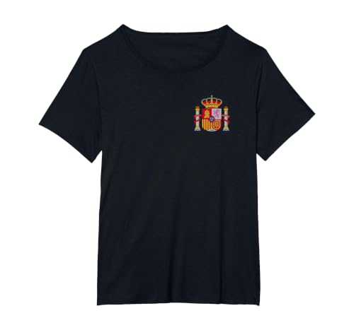 Spain Espana Madrid Mallorca Barcelona Sevilla Coat of arms T-Shirt, Women's Plus, Black, 5X