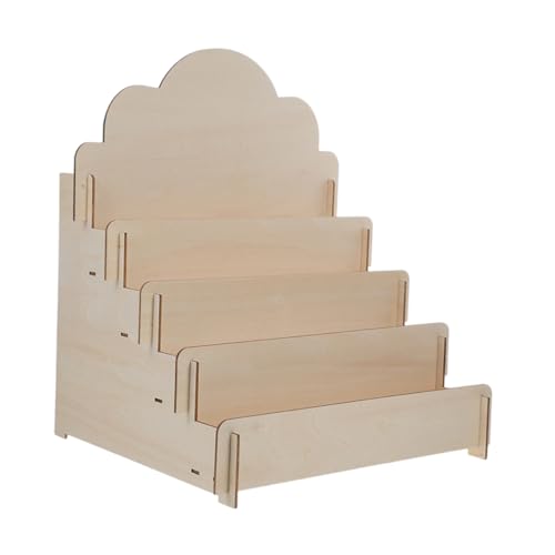 OSOLADY Portable Circular Card Display Rack Wooden Ticket Booth Stand Menu Stand for Vendors Greeting Card Holder