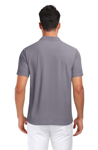 PEGENO Mens Polo Shirts Short Sleeve Golf Shirts Moisture Wicking Athletic Casual Polo Shirts2