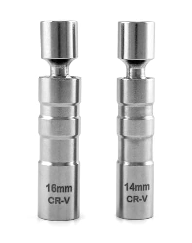 Eidoct 2Pcs Thin Wall Spark Plug Socket Set, 14mm & 16mm, Magnetic, 3/8 Inch Wrench for Car Repair