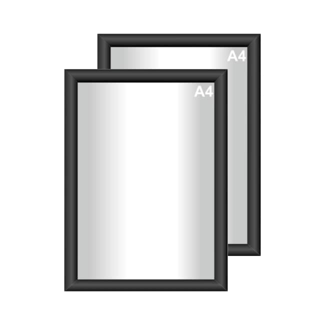 Snap Poster Frames | Certificate Photo Display | Clip Poster Holders for Retail And Advertising Displays | Notice Sign Board Frame for Walls (Black Colour) (2, A4 (210 x 297 mm))