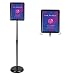 Wevalor Adjustable Pedestal Sign Stand, 8.5 x 11 Inch Floor Standing Poster Sign Holder with Round Corner, Vertical and Horizontal View Sign Displayed, Black
