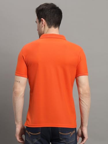 Image of R.ARHAN Men's Cotton Blend Half Sleeves Polo Neck T-Shirt Has A Logo On Chest & Straight Hem-RSE001