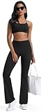 PERSIT Bootcut Yoga Pants for Women with Pockets High Waist Womens Flared Leggings Wide Leg Bottom Bootleg Workout Gym Business Casual Work Flare Trousers UK - 32 Inches Black L - Image 4