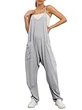 Trendy Queen Jumpsuits for Women Casual Summer Onesie Rompers Sleeveless Loose Baggy Overalls Jumpers, Grey, XL