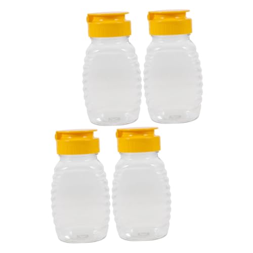 ibasenice 4個 蜂蜜装瓶 防漏設計でこぼれにくい透明プラス 製ハニー サー 軽量携帯用蜂蜜ホルダー ドレッ ボトル対応