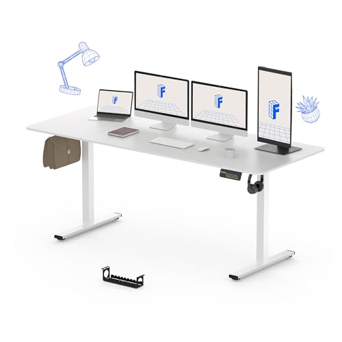 FLEXISPOT 200x80cm Escritorio Eléctrico Ajustable en Altura, Escritorio Elevable Eléctrico Standing Desk Escritorio para Computadora con Gancho, Función de Memoria, para Oficina y Dormitorio, Blanco