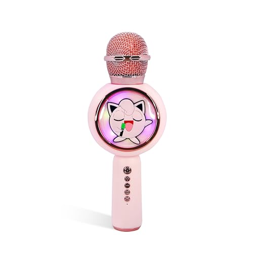 OTL Technologies Pokemon Jiggly Puff Popsing Microphone Karaoké sans fil avec mode changeur de voix - Rose