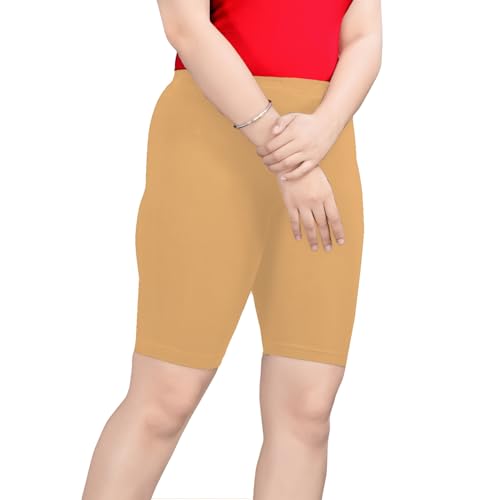 Image of Cycling Shorts for Women's - High Waist Knee Length Inner Shorts | Super Combed Cotton Stretch | Breathable & Comfortable for Workouts, Casual, Nightwear & Everyday Use