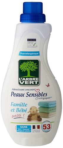 L'arbre vert Adoucissant Linge Peaux Sensibles Famille/Bébé Aussi 53 Lavages 800 ml