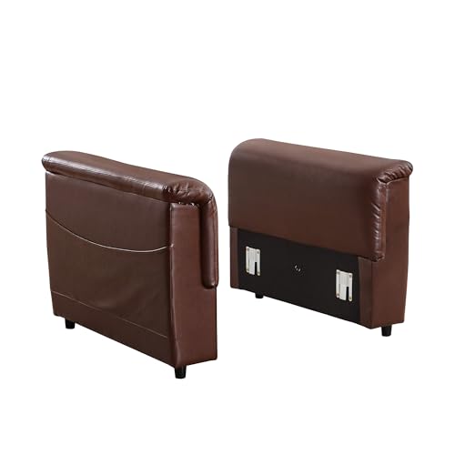 Image of RARZOE Modular Sectional Couch Armrests Module, Faux Leather Armrests Modular Sofa Side Part, Modular Sectional Sofa Module for Living Room Home Theater, Brown