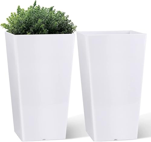 Nutech Decor Set of 2 Metal Tall Planters - Elegant Outdoor Planters for Front Porch and Balcony, 21-Inch Large Planters for Indoor and Outdoor Gardens Patio (White) (B0CXF94GZ1) Amazon Price History, Amazon Price Tracker