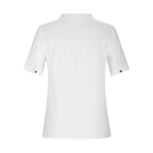 Womens Tops Dressy Casual Short Sleeve Cotton Women Blouses And Tops Fashion V Neck Work Out Shirts Gym Loose Plus Size Novelty Golf Tees For Women Plus Size Golf Polo Shirts For Women Dry Fit White #TOP5