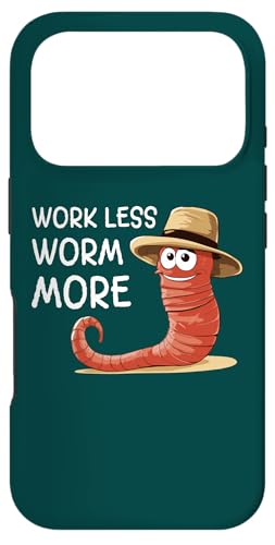 Work Less worm More Funny ���[�� �_�� �X�}�z�P�[�X iPhone 17 Pro �p