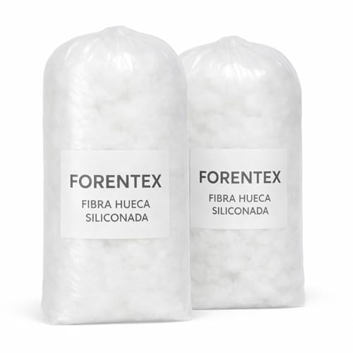 ForenTex Fibra Hueca Siliconada SUELTA 100% Poliéster – Relleno para Cojines y Manualidades (NO ES ALMOHADA) – Antialérgico, Lavable, Bolsa 2 kg