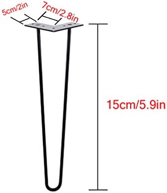 Bed leg screw,furniture legs,sofa legs, Set of 4 Wrought Iron Coffee Table Legs, 2 Struts Hairpin Leg, Cabinet Legs, TV Cabinet Feet, Black, Height 5.9 in 34 Inches, with Screws/Foot Pads (Size : 61cm