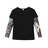 Magic Park Baby Tattoo Sleeve T Shirts Toddler Girl Boy Tattoo Blouse Kids Tattoo Tee Tops Holiday Clothes (Black-BK4, 6-7 Years)