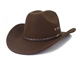 KOPIRA Sombrero Vaquero Unisex, Sombrero Texana de ala Ancha Elegante para Hombre y Mujer, Sombrero de Fieltro Chihuahua...