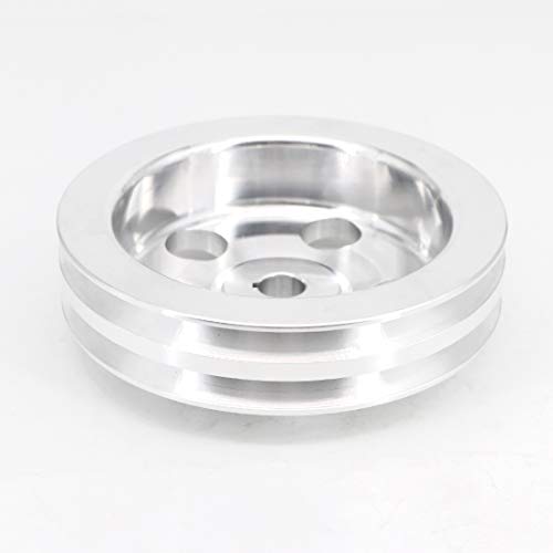 Image of KIPA Aluminium Double groove Power Steering Pump Pulley For Chevy SBC BBC With key-way power steering units through 1984 with a 5 /8 inch Shaft Satin Aluminium Finish Durable 2-Groove 8848-1