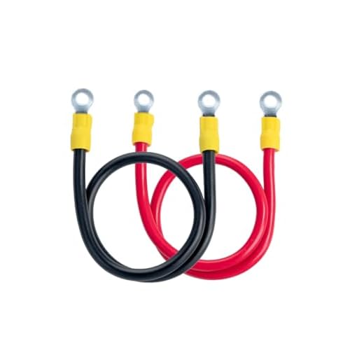 ECO-WORTHY 9AWG Battery Cable with 13/64'' Lug Terminals 12inch Cables Set Tinned Copper Battery Inverter Cable for Car, Truck, RV, Solar 12 INCH-9AWG-13/64’‘