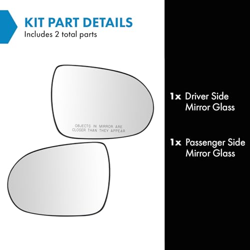 TRQ Driver and Passenger Side Mirror Glass with Backing Plate Compatible with 2016-2020 Kia Sorento KI1324115 KI1325115 by TRQ - Image 2
