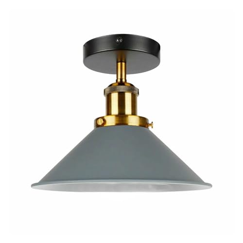 LEDSone Modern Flush Mount Metal Ceiling Lighting LED Lights, Semi Flush Light Fitting Pendant Light Lamp Chandelier Metal 22cm Cone Light Shade for Hall, Living Room. (Grey)