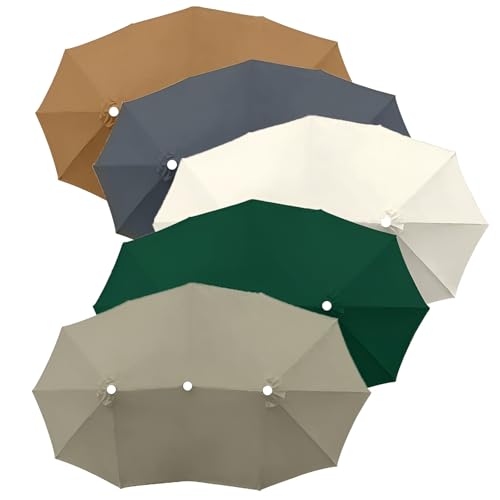Auvent de remplacement imperméable pour parasol 270 cm à 12 baleines avec pare-soleil - 2