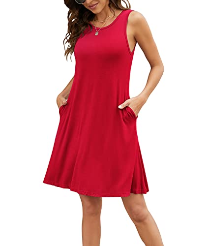 Image of Summer Dresses for Women Casual Sleeveless Swing Sundress with Pockets