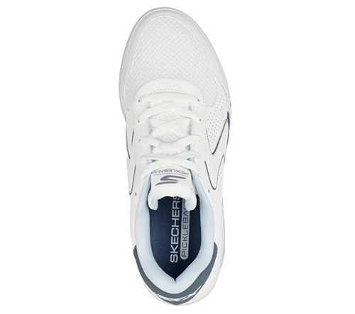Skechers Men's Viper Court Classic Pickleball Sneaker, White/Blue, 12