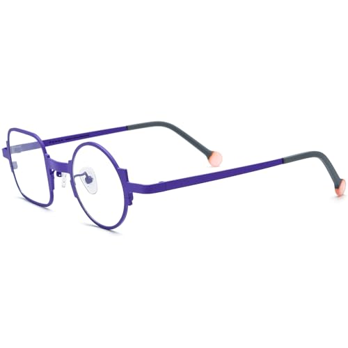 Image of FONEX Colorful Titanium Glasses Frame Men Left Round Right Square Optical Eyeglasses Women F85747