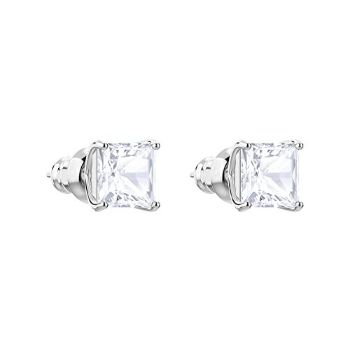 Swarovski Attract Square Stud Pierced Earrings With Clear Crystals On A Rhodium Plated Setting With Butterfly Back Closure #TOP2