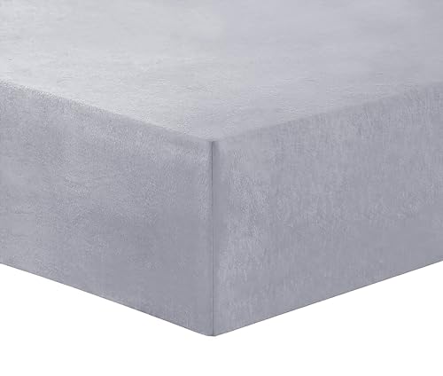 Vision Spannbettlaken, Flanell, grau, 90 x 200 cm, mit 30 cm Spannhöhe, für Einzelbett, 100% Baumwollflanell, weich und warm, Ökotex