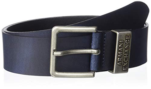 Armani Exchange Men's Essential Metal Buckle Belt, blue, 30