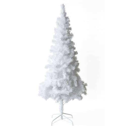 ALMALUX Árbol de Navidad, PVC, 150 cm, Blanco, Reutilizable, Fácil Montaje, Decoración Interior, Base Metálica (150 cm)