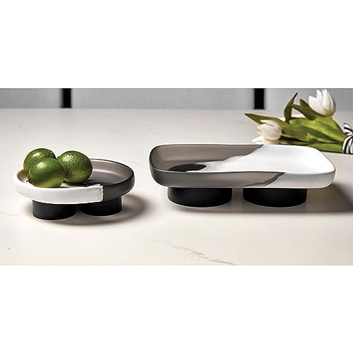 Santa Barbara Design Studio Serving Tray Footed Resin Serveware Dish, 7.25" x 2.25", Charcoal & White by Santa Barbara Design Studio - Image 3