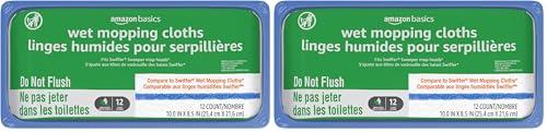 Image of Amazon Basics Wet Mopping Cloth Refills, Floor Cleaning, Fresh Scent, 12 Count (Fits Swiffer Sweeper Mop Heads) (Pack of 2)