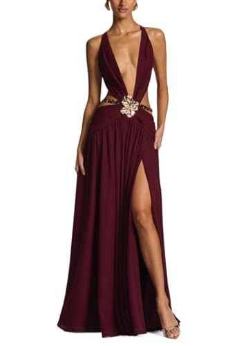 meilun Mesh Maxi Dress V-Neck Backless Seaside Vacation Style Long Dresses