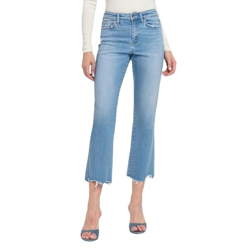 Flying Monkey High Rise Crop Regular Straight Jeans Light Blue