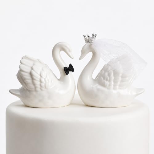 Swan Cake Topper Wedding, Bride and Groom Swan...