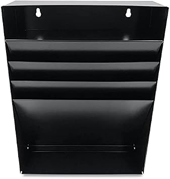 Huron Stationery Holder For Desk and Drawer 3 Slot, Black Steel