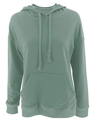 Bingerlily Women\'s Casual Hoodies Long Sleeve Solid Lightweight Pullover Tops Loose Sweatshirt with Pocket Mint Green - Thumbnail 2