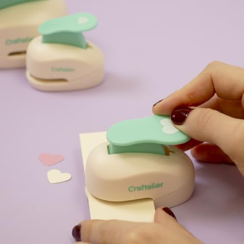 Craftelier - Heart Hole Punch Set | 3/8\", 5/8\" & 1\" Heart Shaped Hole Puncher for Paper Crafts | Hole Puncher for Scrapbooking, DIY Cards & Journals | Craft Punch Set for Paper