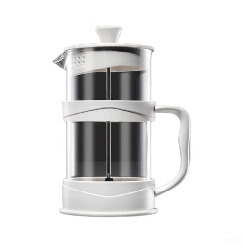 ComfyHarbor Prensa de café de vidrio resistente al calor de 800 ml para prensa francesa, cafetera manual con émbolo de malla fina para cocina, oficina, camping, color blanco (800 ml)