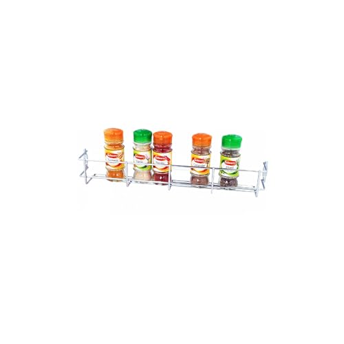 Image of Buckingham 1 Tier Spice and Herb Rack Premium Quality Heavy-Duty Chrome Wall Mounted Cupboard Storage for 8 Jars (Tier 1)